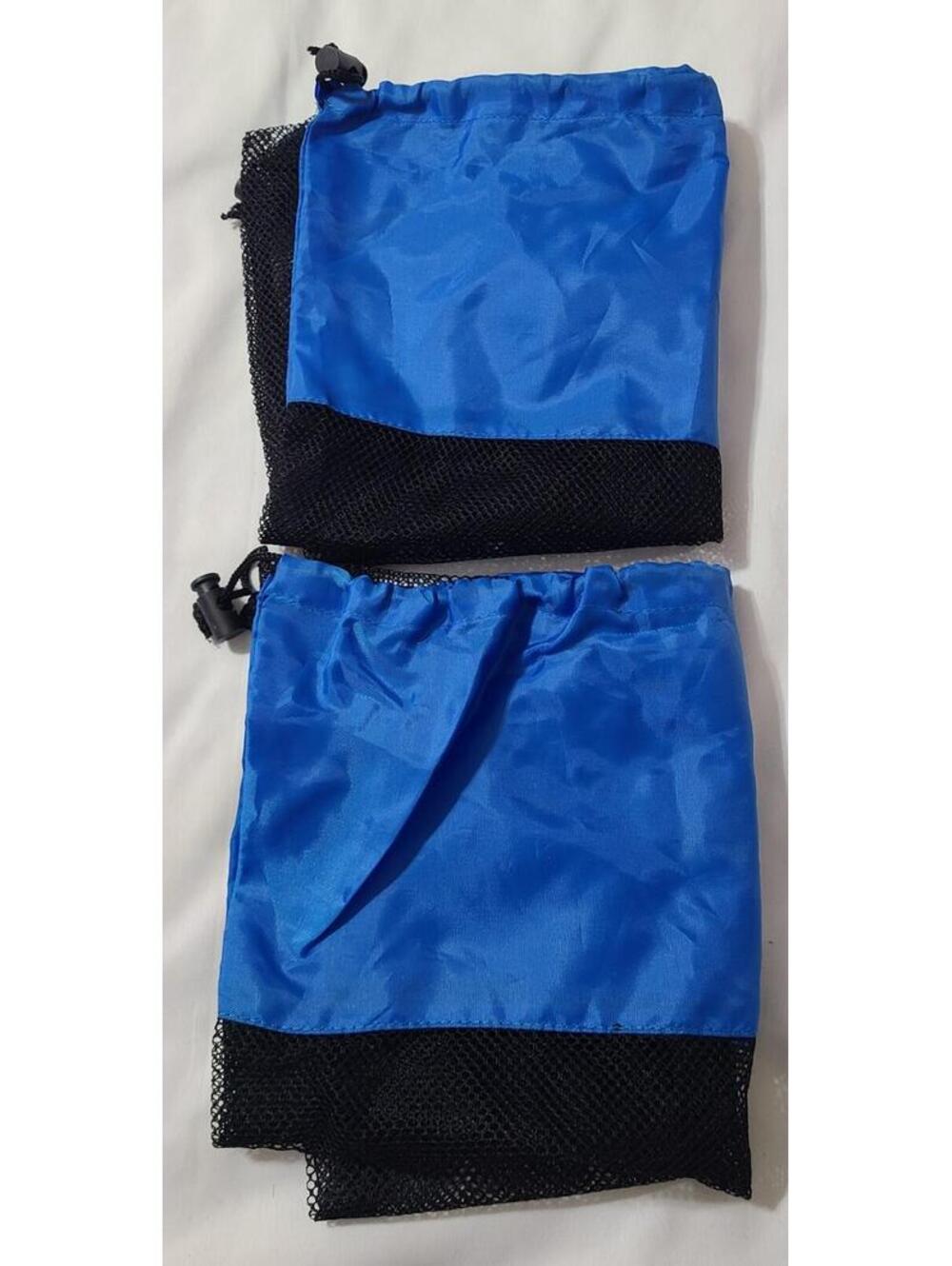 2pk Scuba Diving Mesh Drawstring Bag With Handle Black Blue Snorkeling Pouch EUC